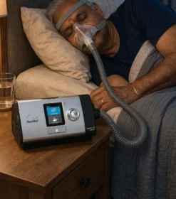 Alternative view of Resmed Lumis 100 ST with humidifier on rent