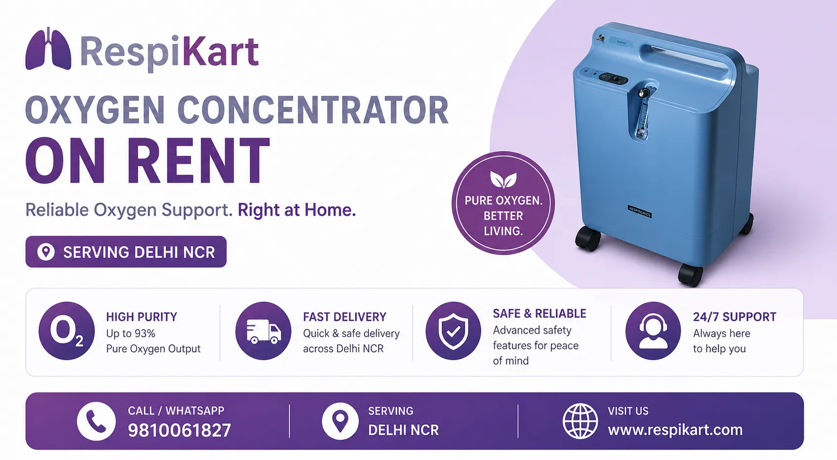 Respikart Oxygen Concentrator on Rent