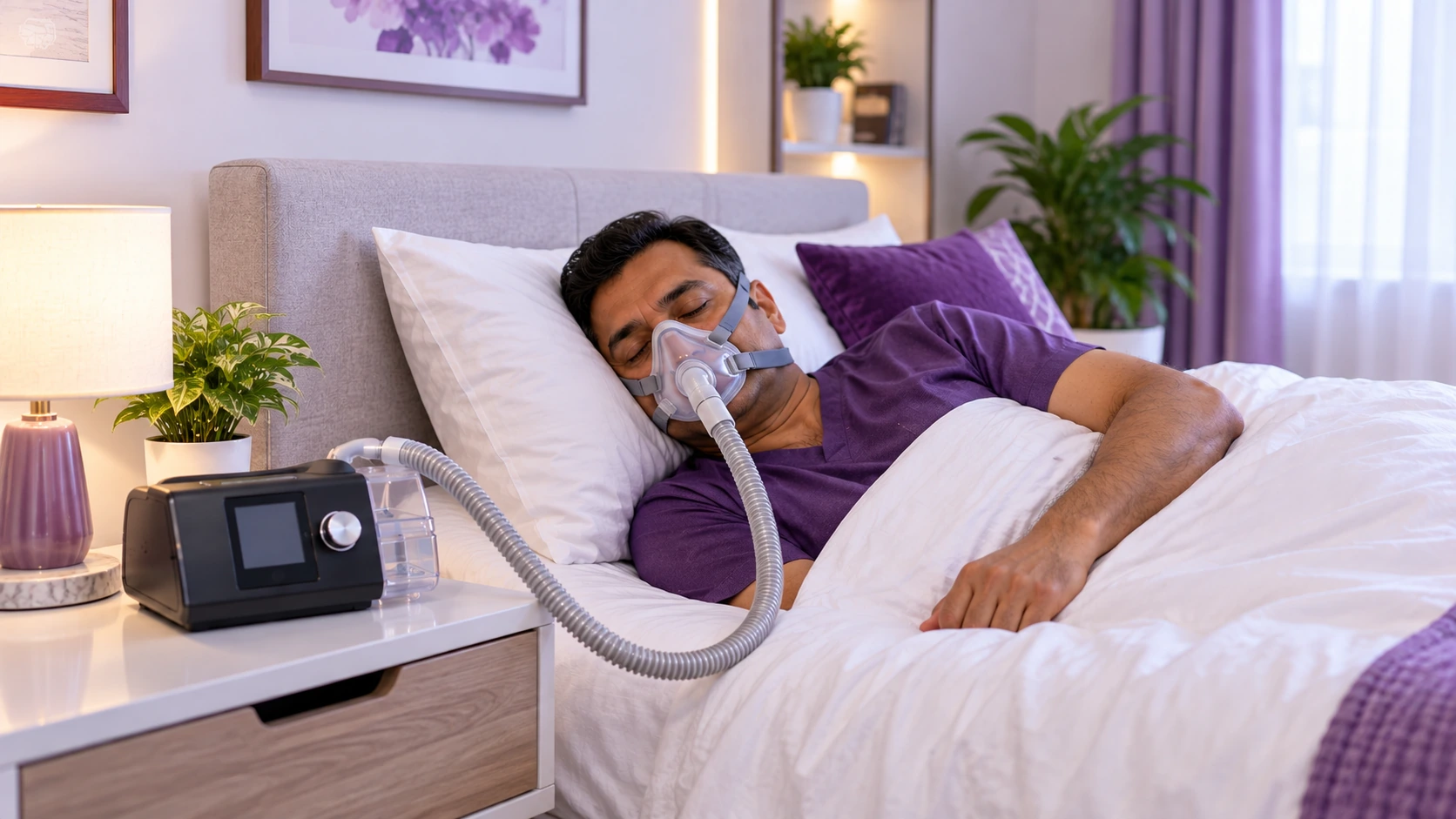 CPAP and BiPAP machine tubing and mask setup at home