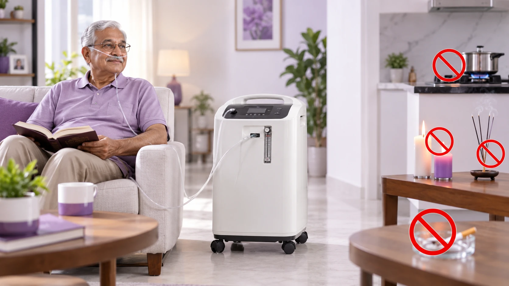 Oxygen concentrator safety at home no smoking no flames