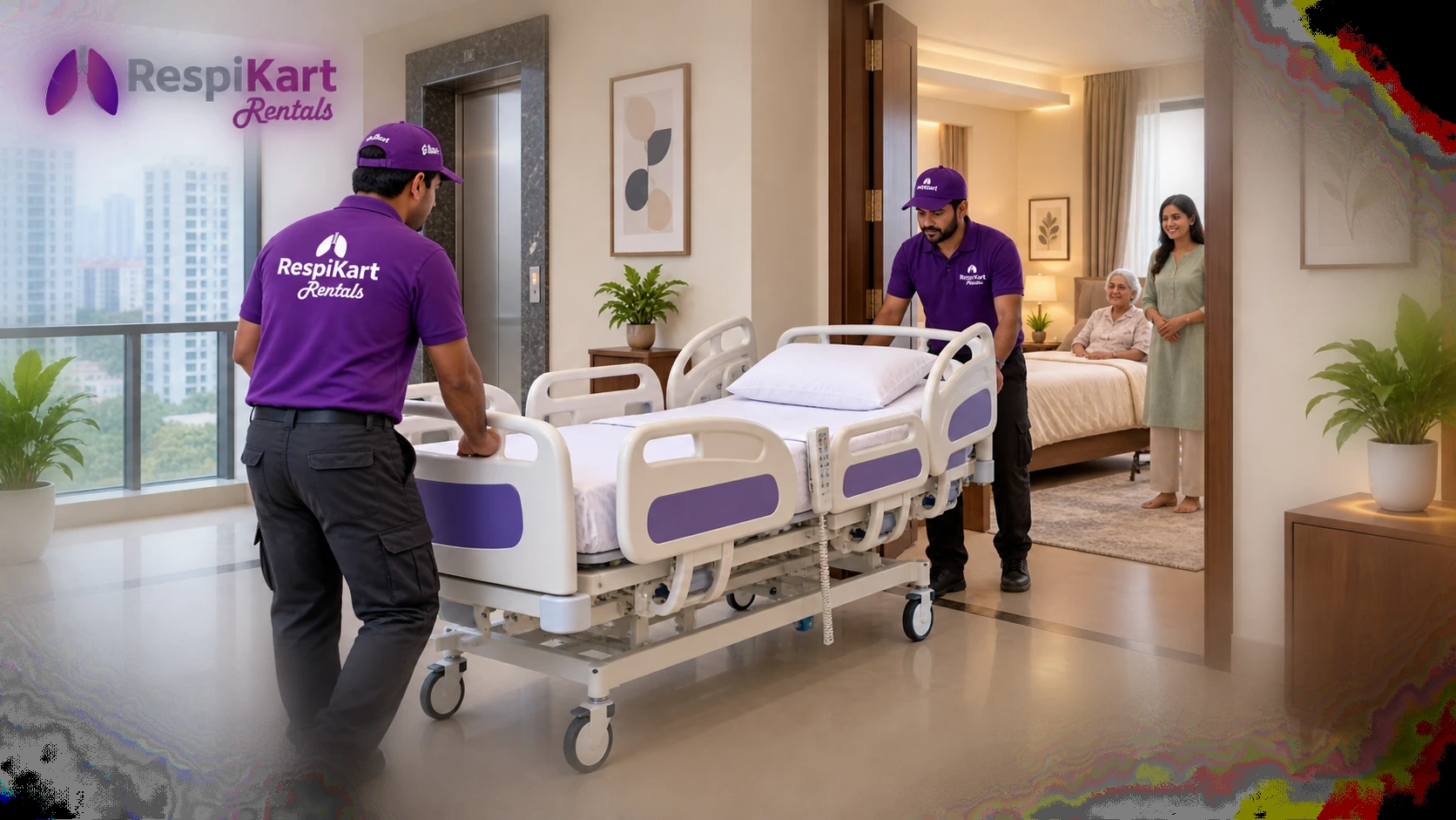 Hospital bed delivery access planning for apartment bedroom