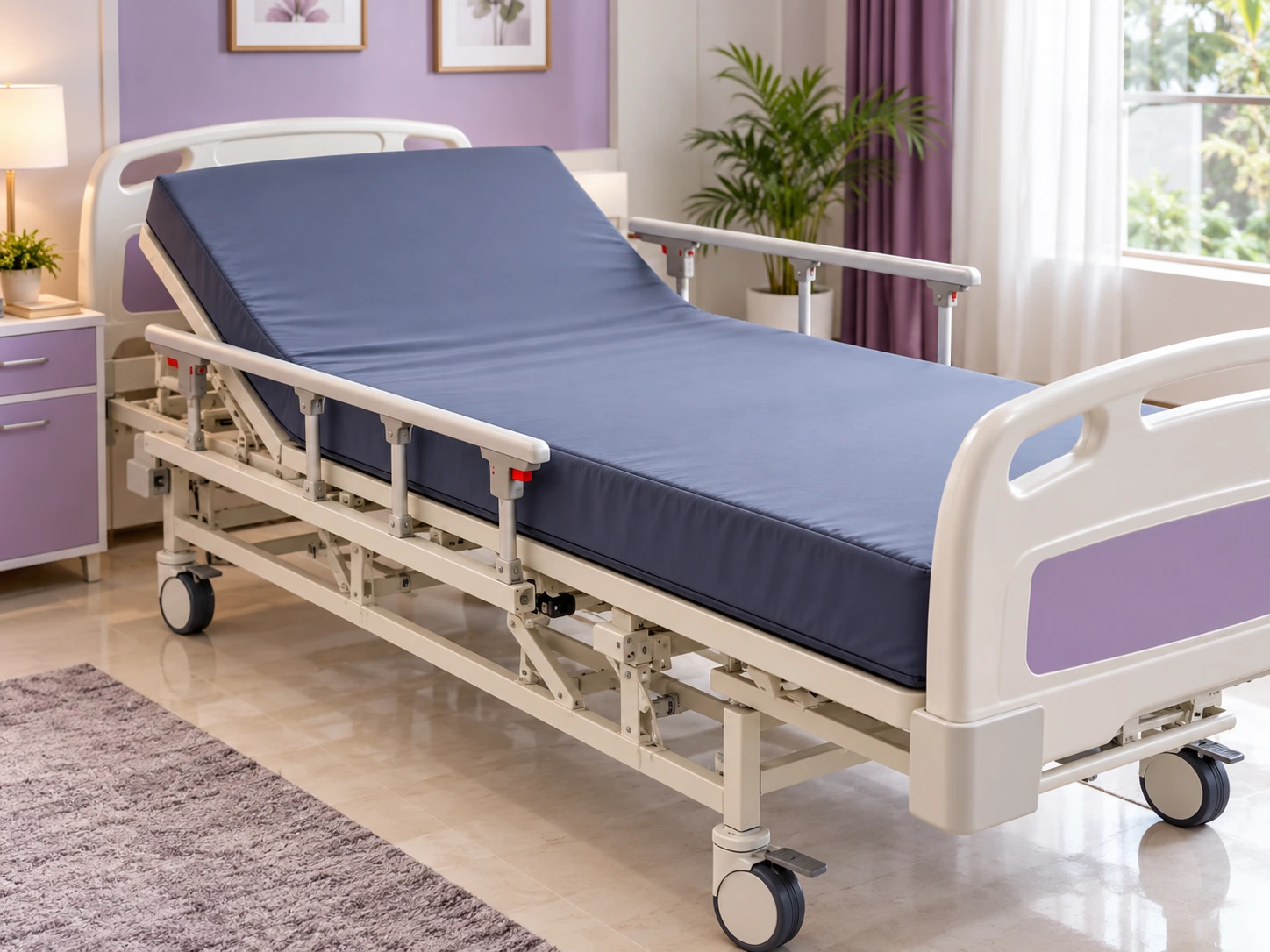 Medical mattress on hospital bed for home patient care