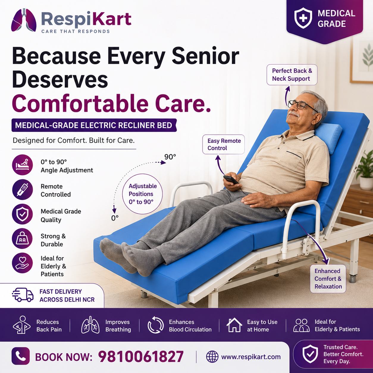 Buy Electric Recliner Beds in Delhi NCR — Relieve Chronic Pain & Improve Sleep Quality at Home