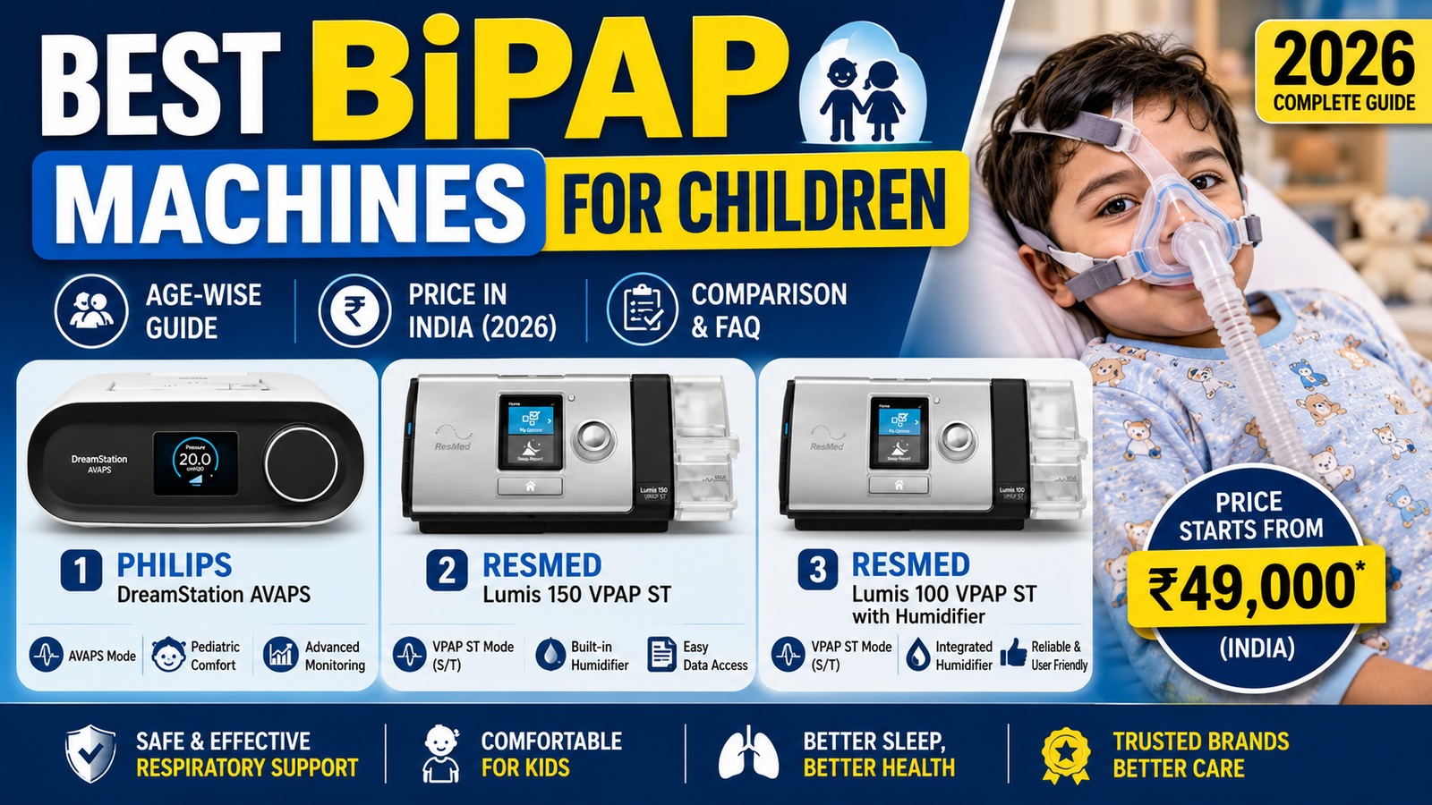 Top 3 Bipap Machines For Kids In India : Features, Benefits, Price ...