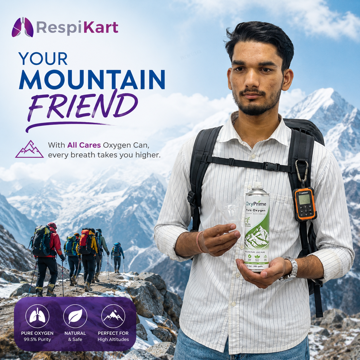 OxyPrime Portable Oxygen Can (12L, 99.5% Pure) – 280+ Puffs | Genuine Product, Delivered by Respikart - Image 2