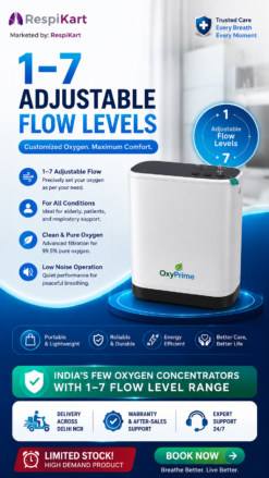 OxyPrime Portable Oxygen Concentrator — 1–7 Adjustable Flow Levels | Delhi NCR