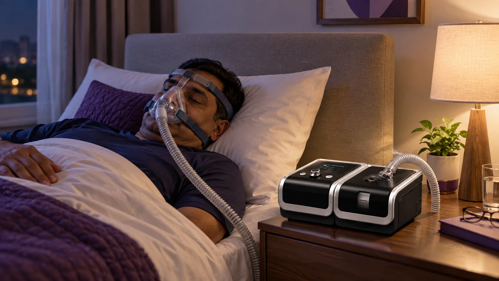 BiPAP patient comfort and humidification homecare setup