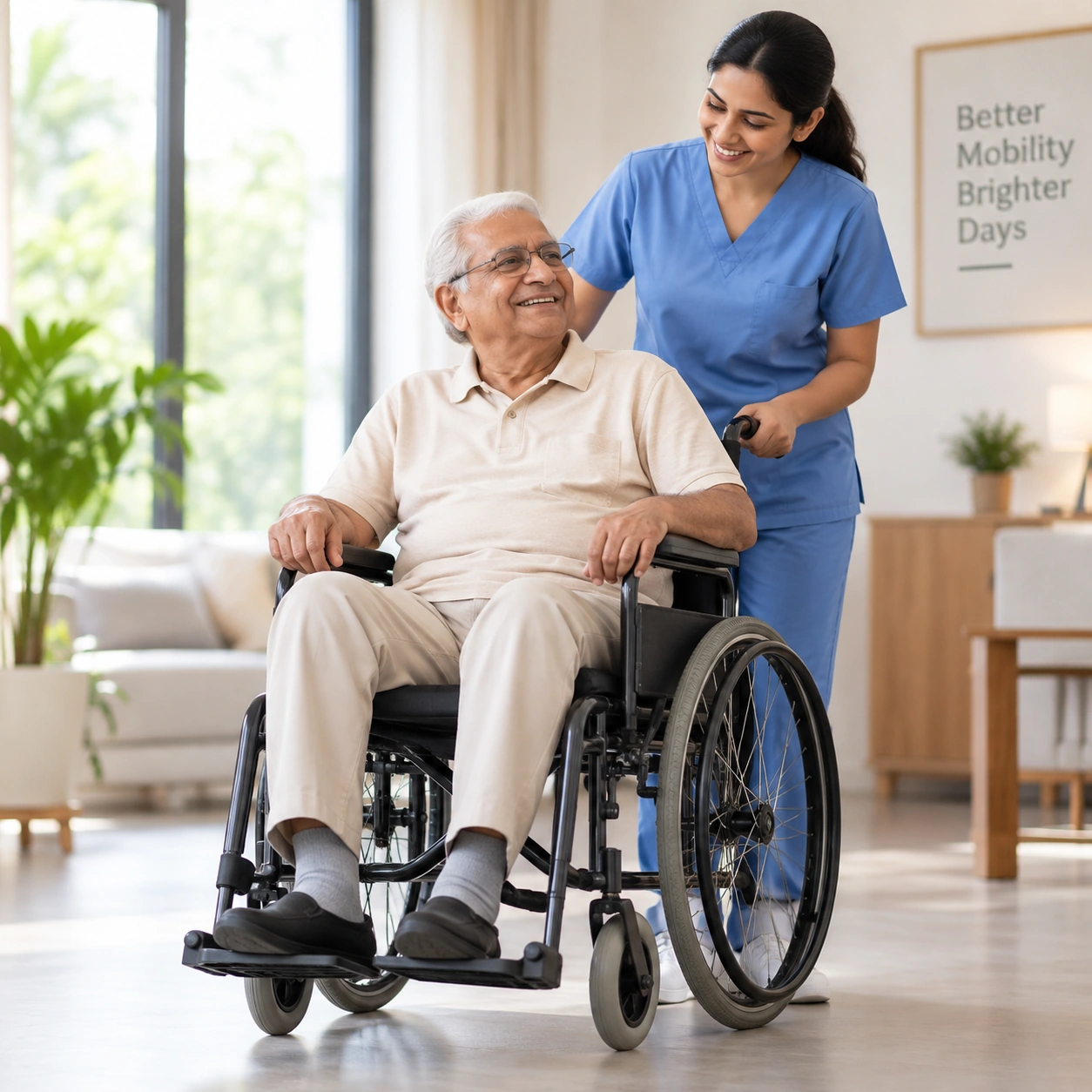 Elderly patient using a wheelchair