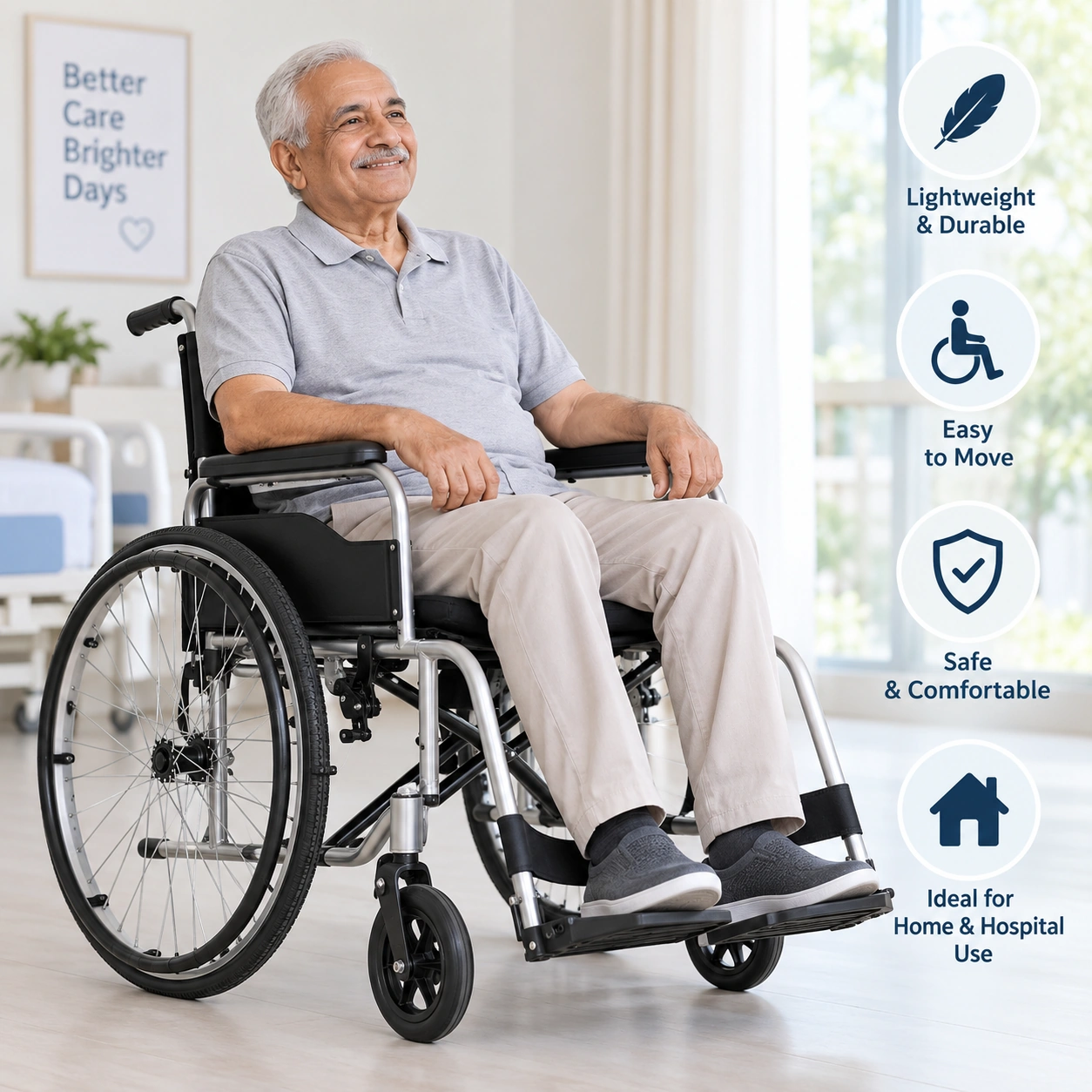 Manual wheelchair for elderly and patients