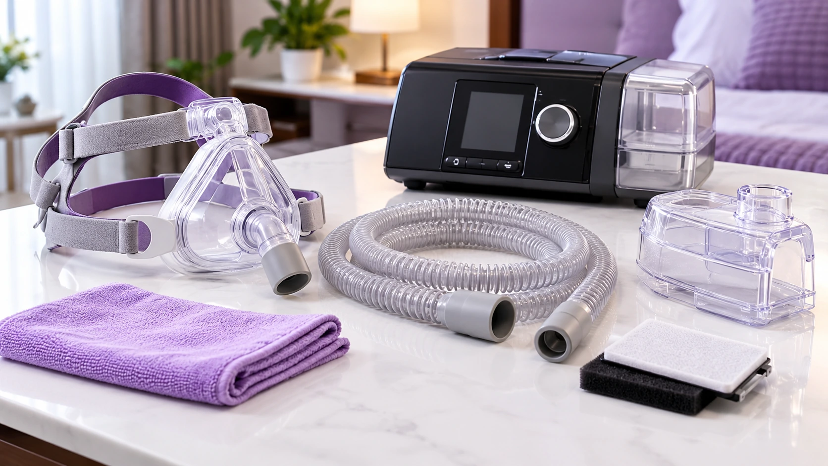 BiPAP mask tubing humidifier cleaning and maintenance