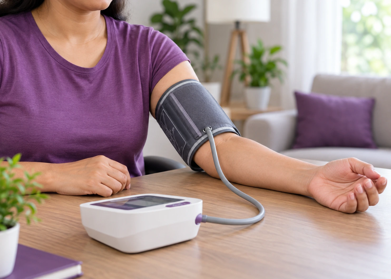 Upper arm blood pressure cuff placement