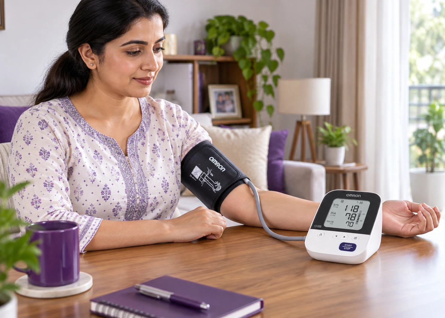 Proper blood pressure cuff fit on upper arm