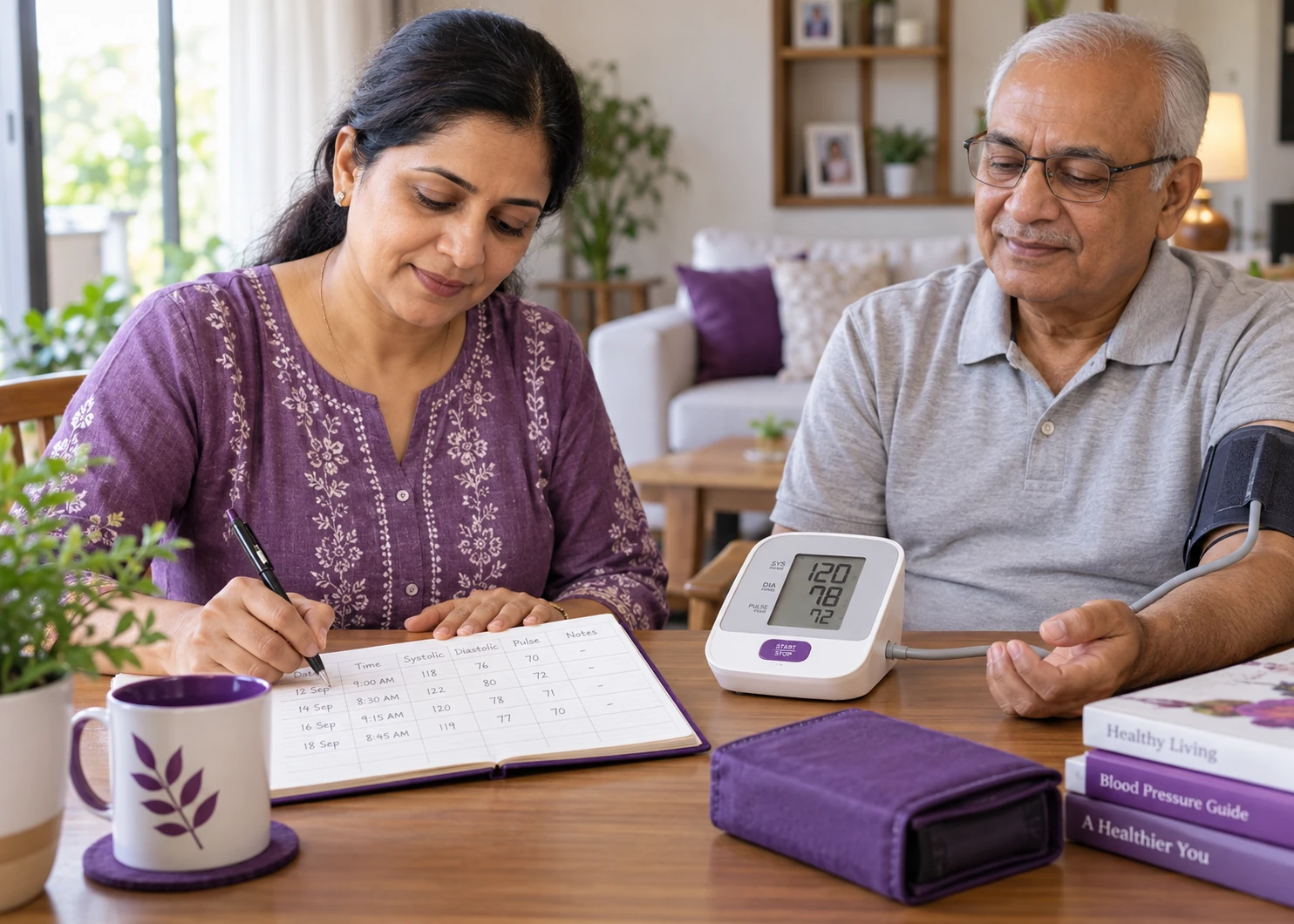 Recording blood pressure readings at home