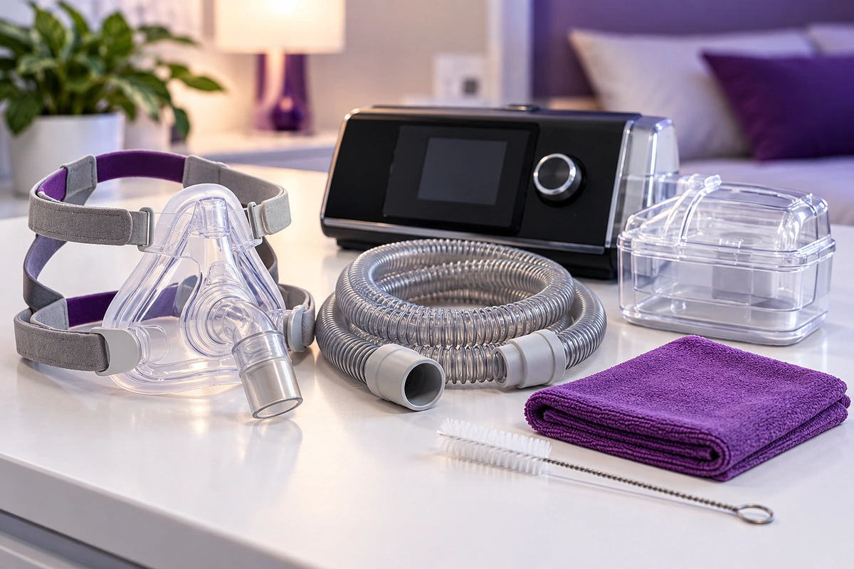 CPAP machine mask tubing and humidifier cleaning