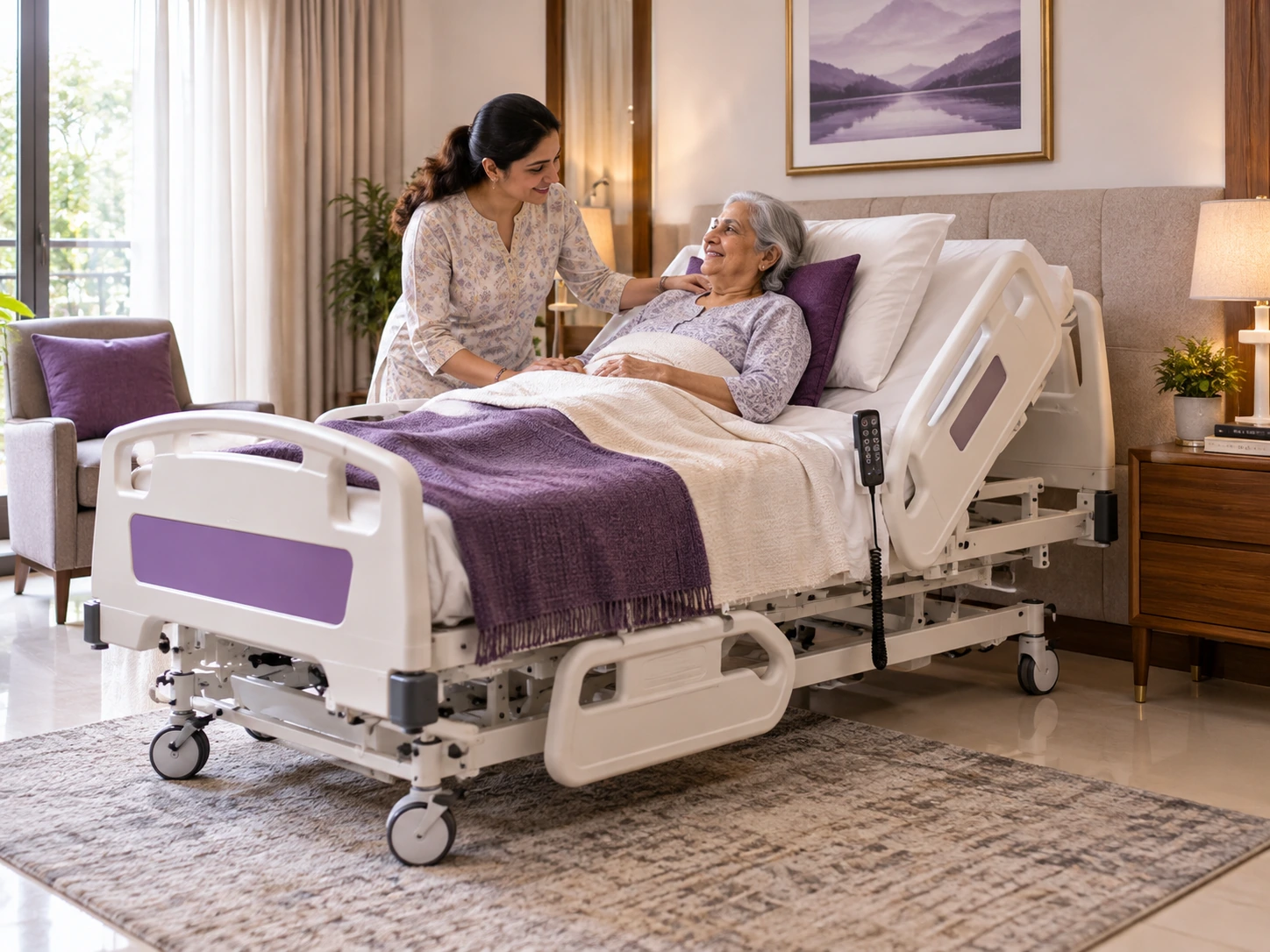 Electric motorized recliner bed for elderly patient care