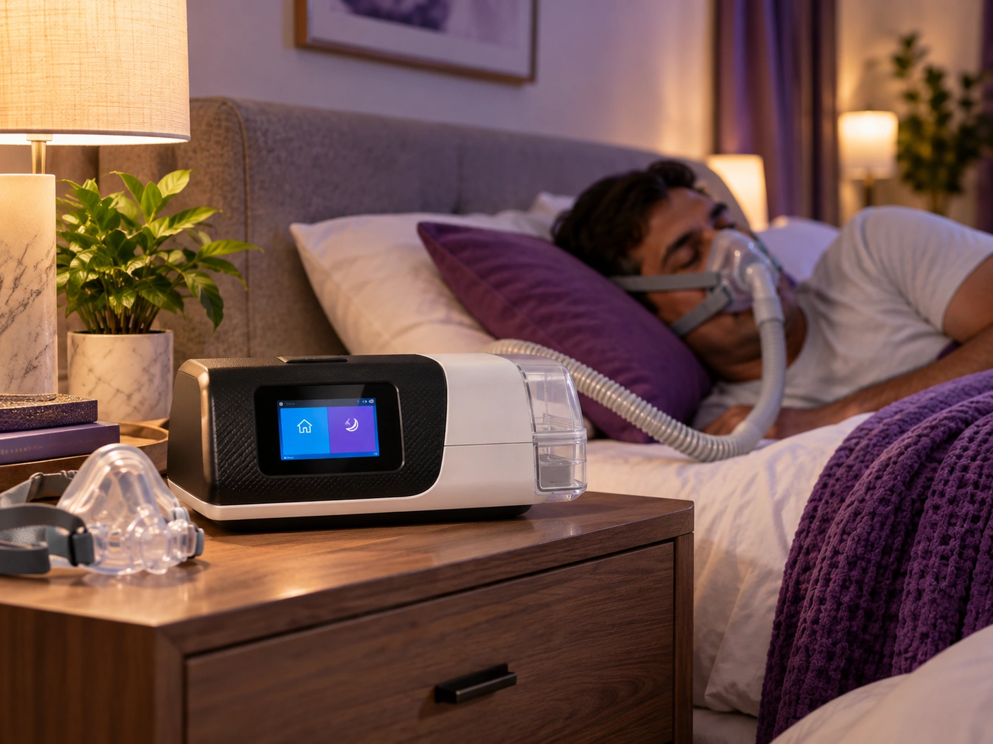 ResMed AirSense 11 CPAP machine bedside setup