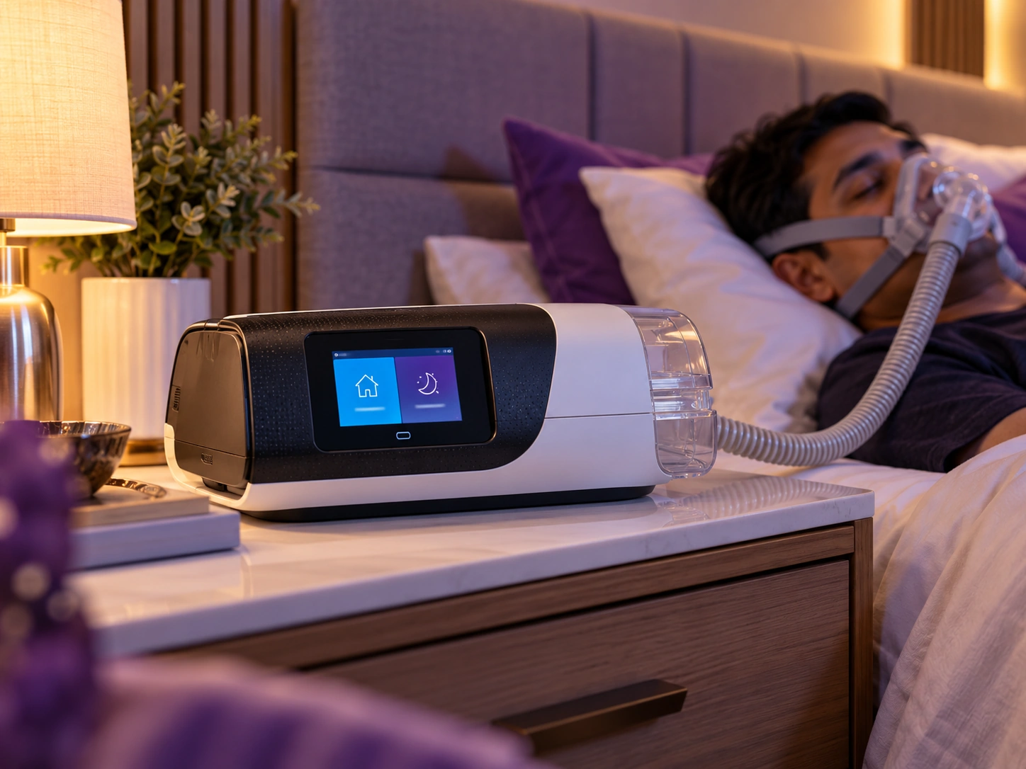 ResMed AirSense 11 AutoSet touchscreen and tubing