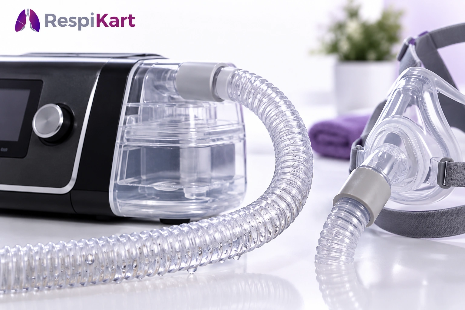 CPAP rainout condensation water droplets inside CPAP tubing