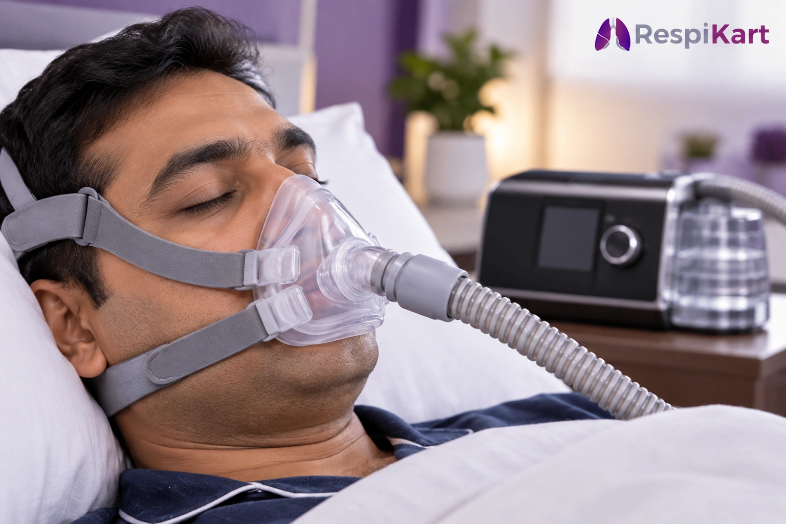CPAP mask cushion showing correct positioning on face