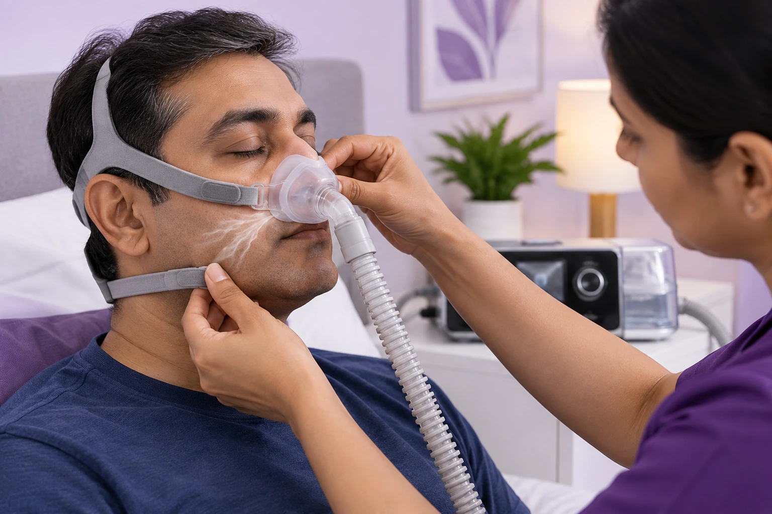 CPAP mask air leak around face