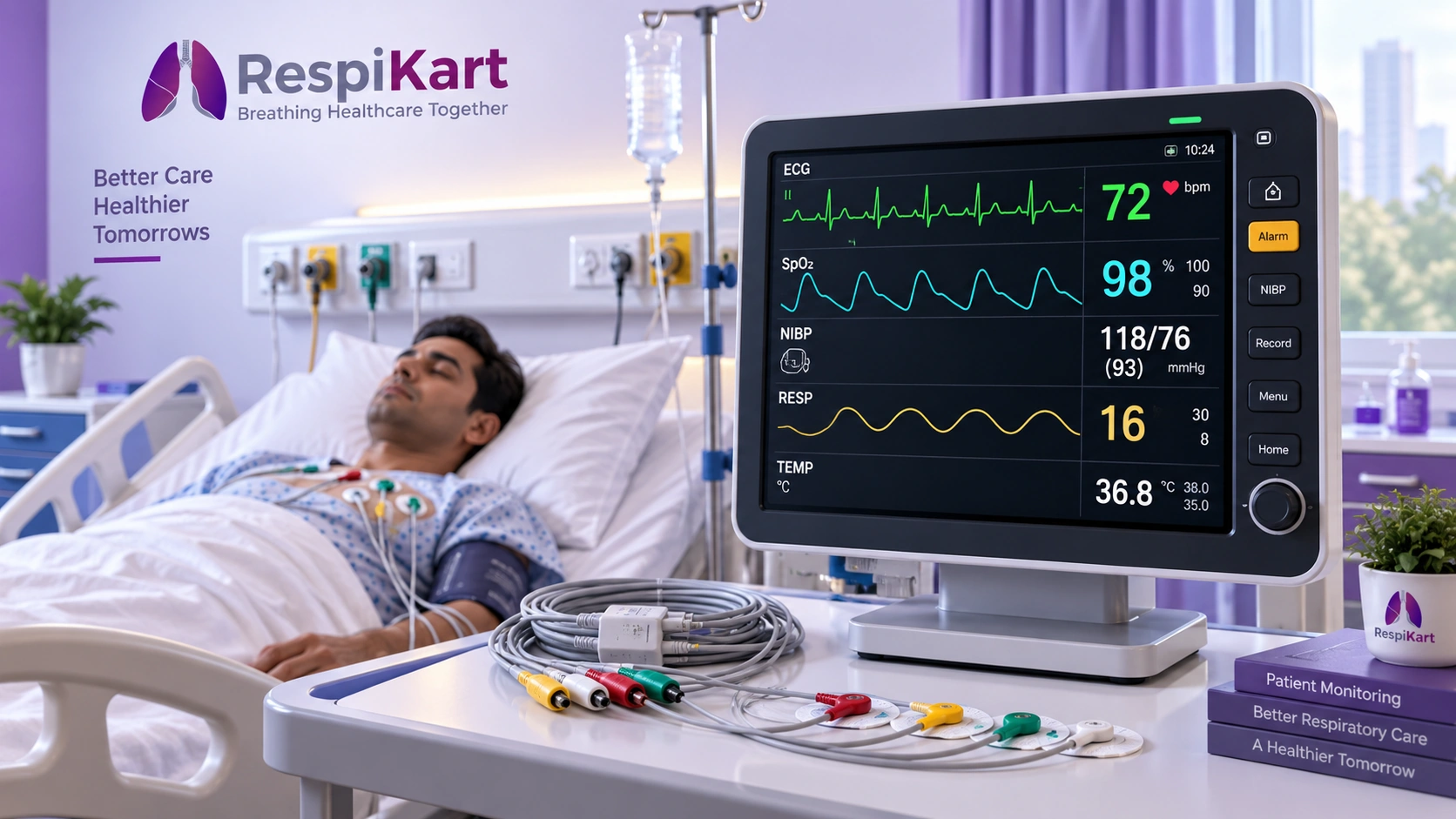 ECG waveform monitoring on patient monitor