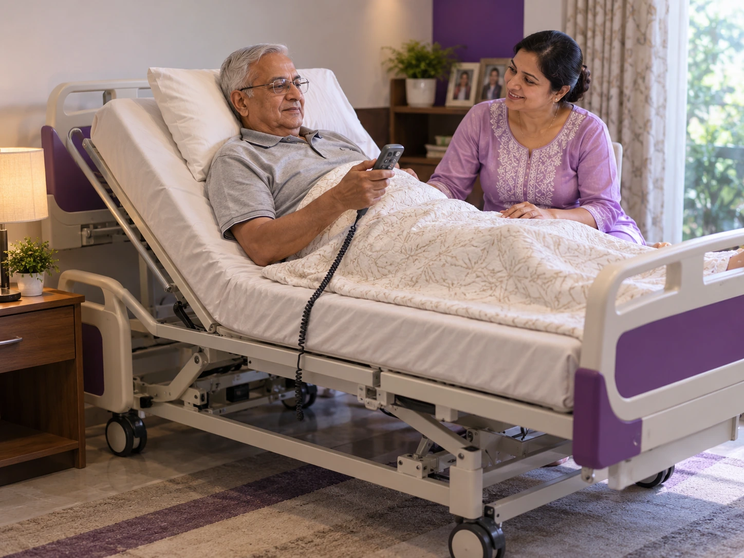 Electric recliner bed remote control operation