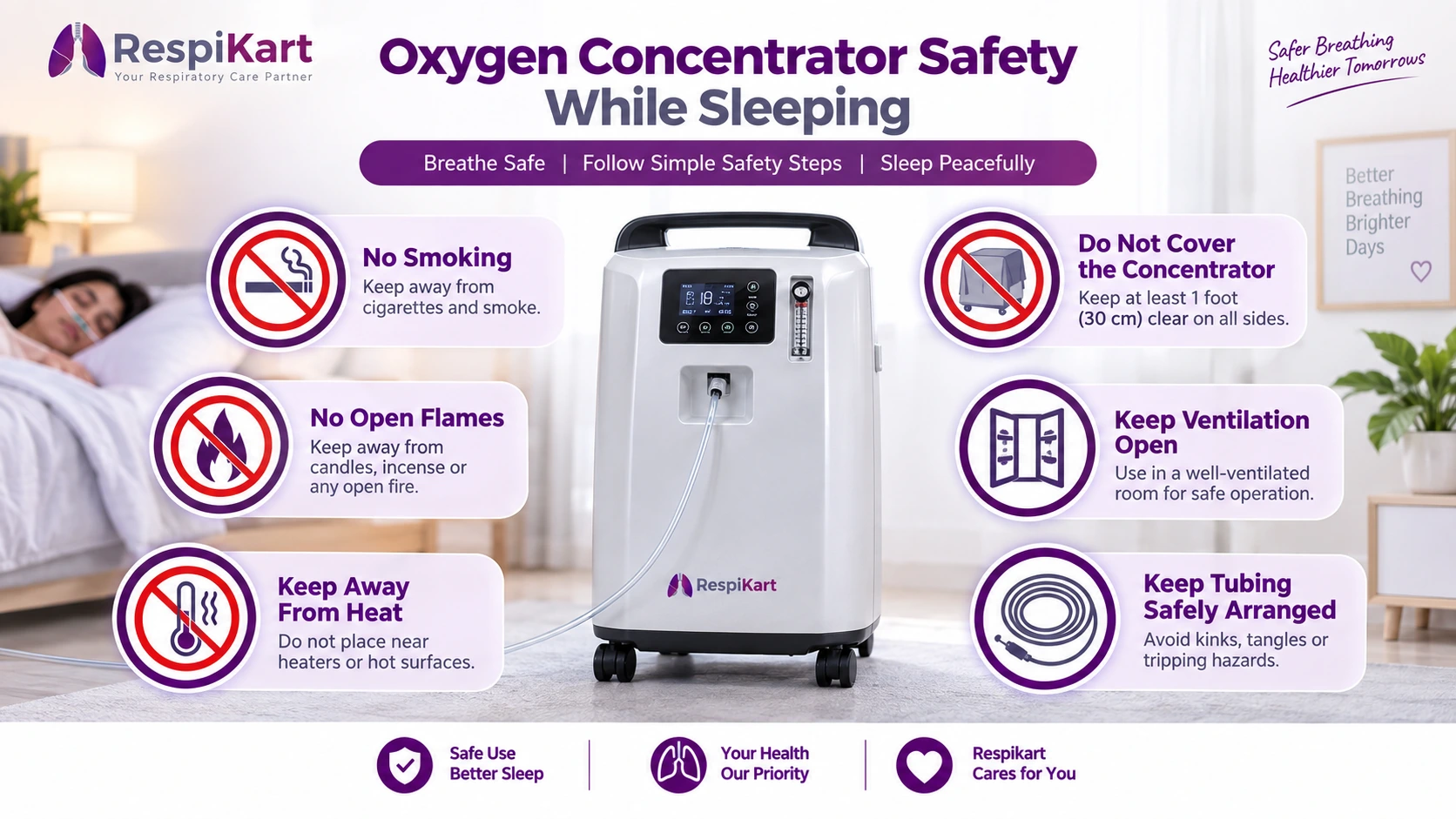 Oxygen concentrator fire safety no smoking no flames