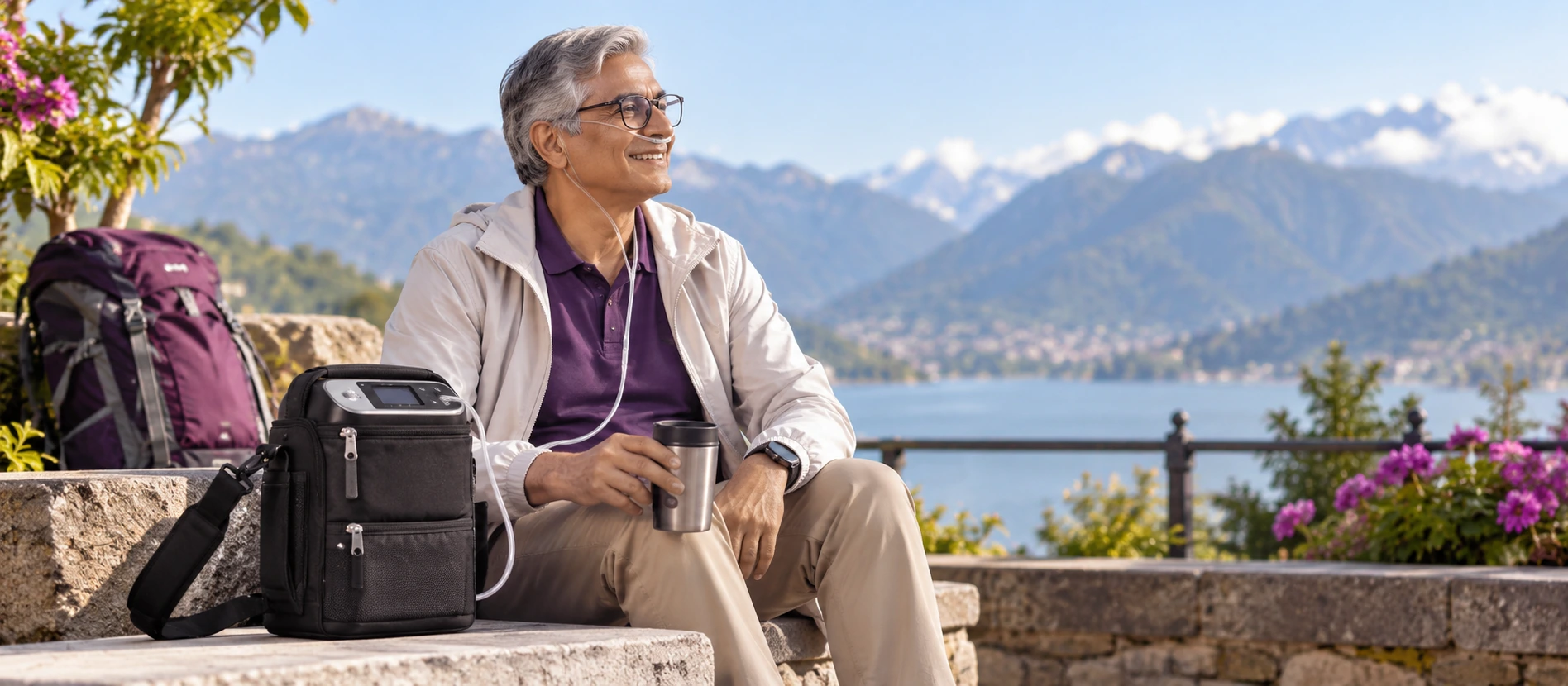Portable oxygen concentrator for travel and mobility