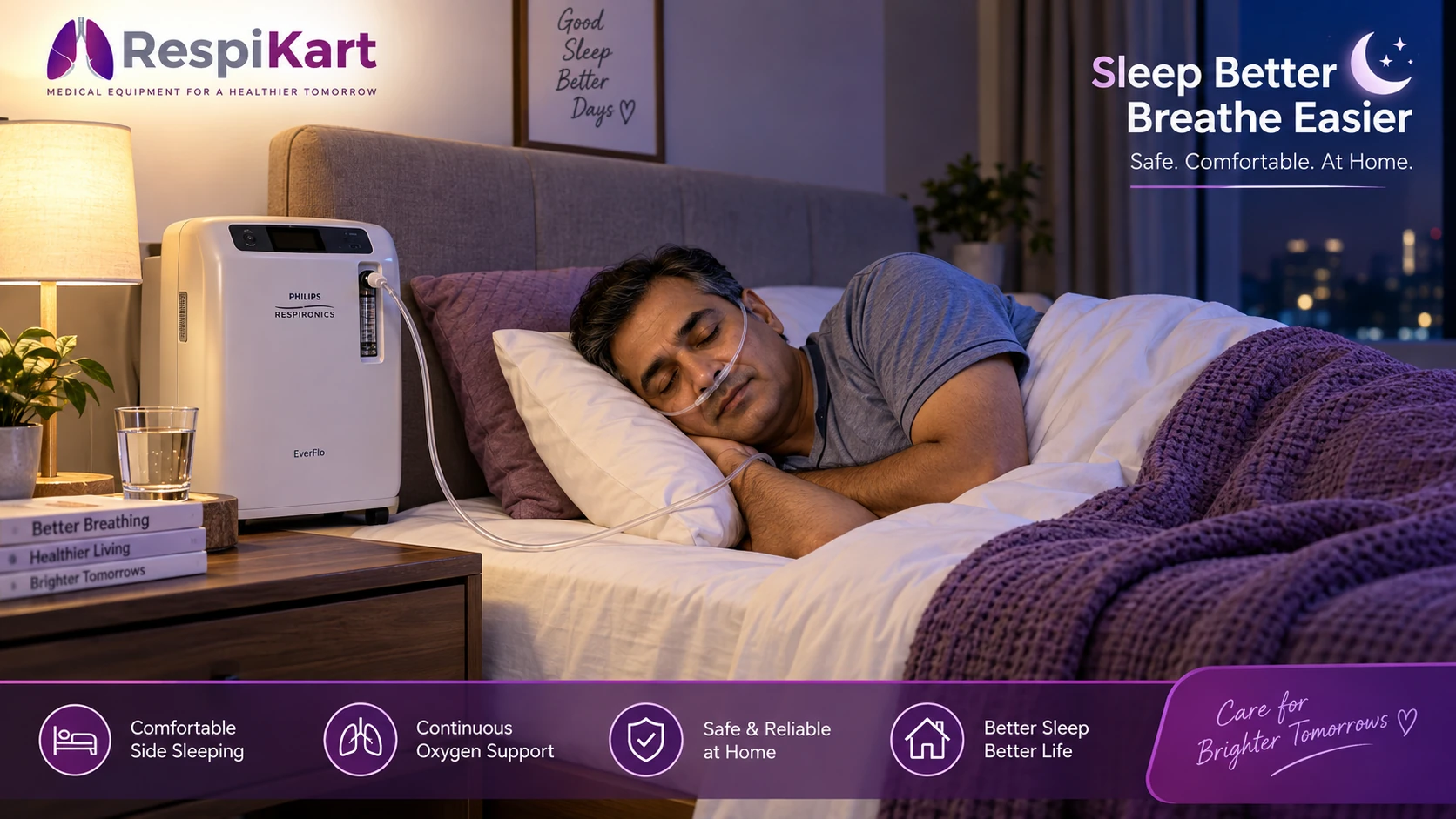 Side sleeping safely while using oxygen nasal cannula