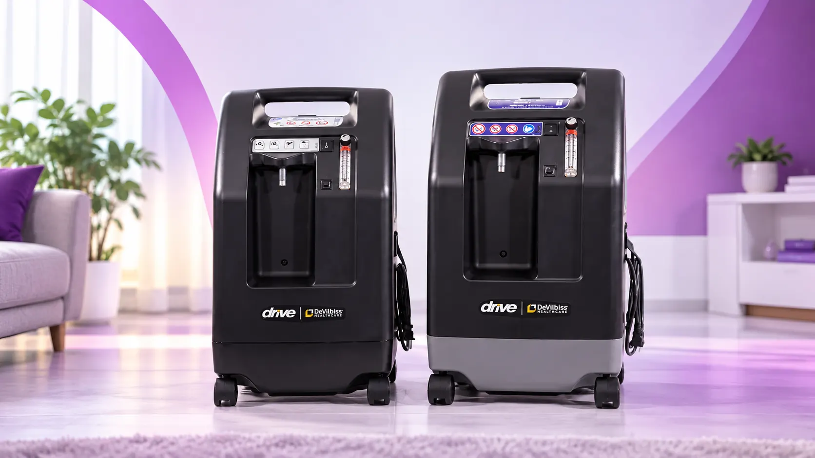 5 LPM and 10 LPM stationary oxygen concentrators side by side