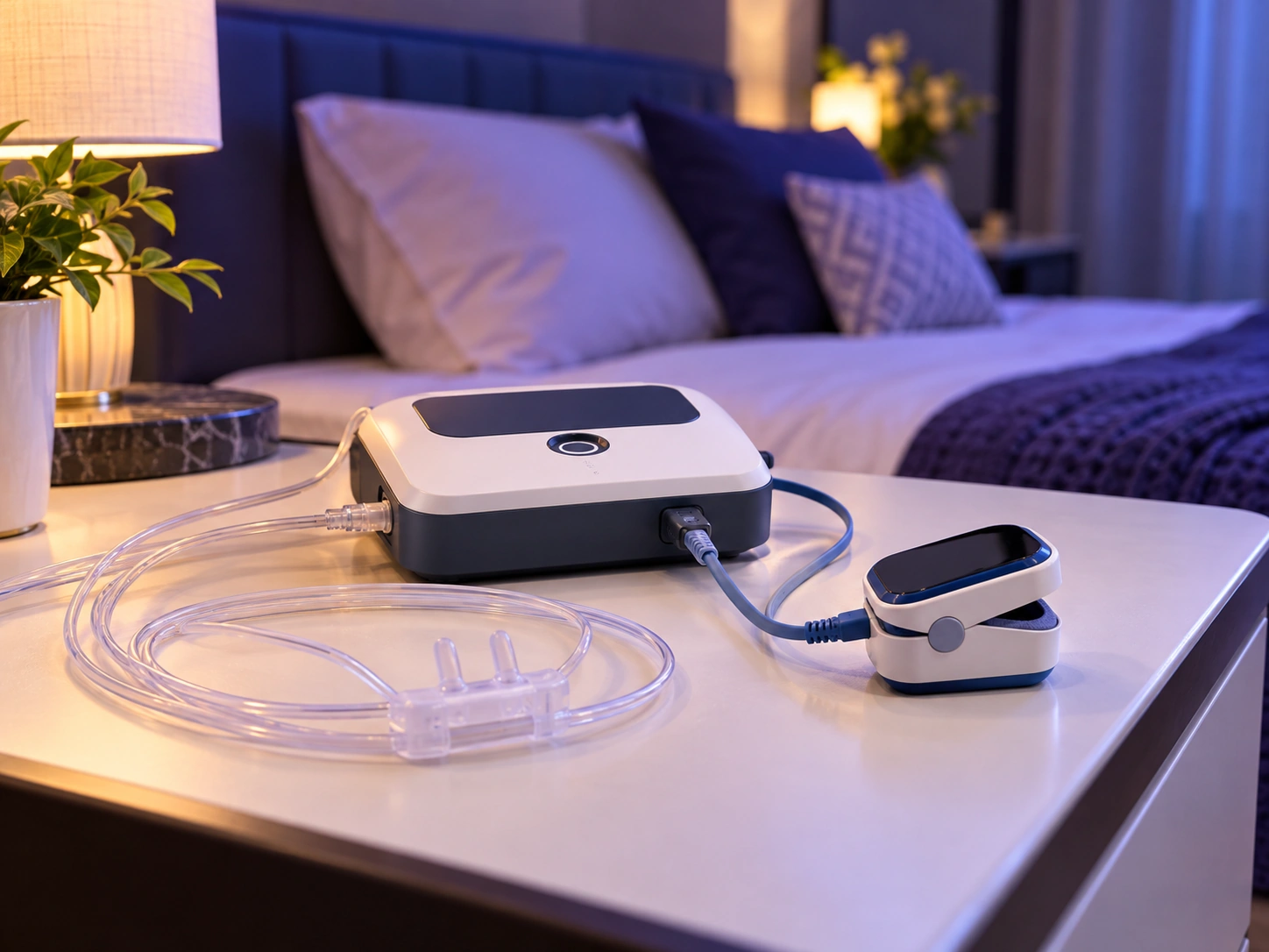 Finger pulse oximeter used during home sleep study