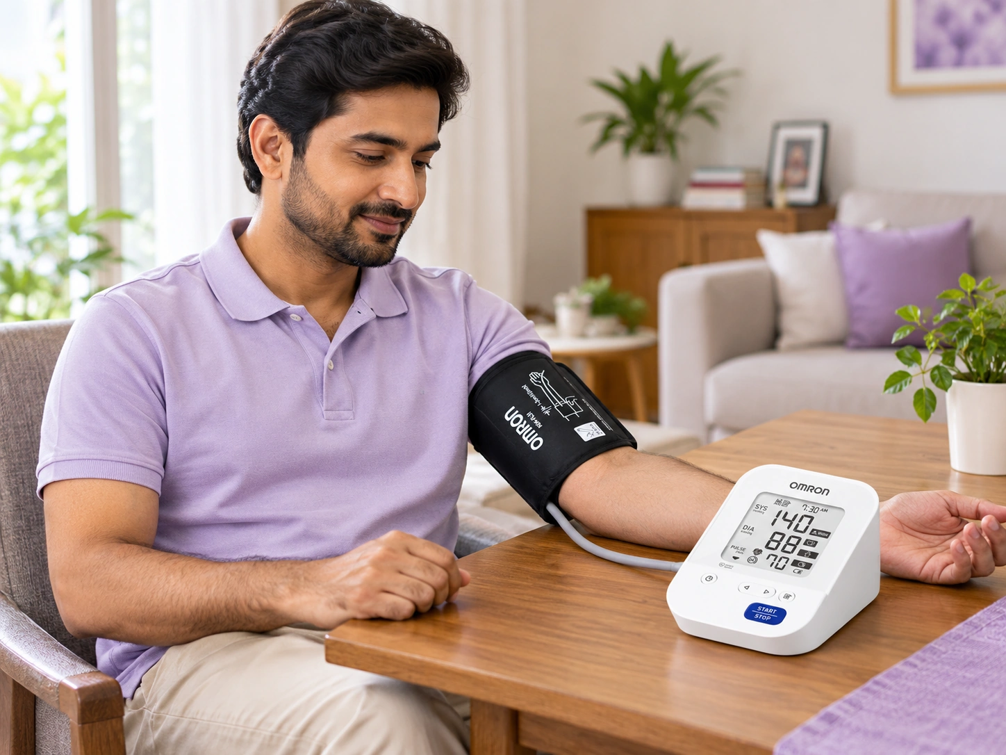 Omron HEM-7156 home healthcare blood pressure monitoring setup