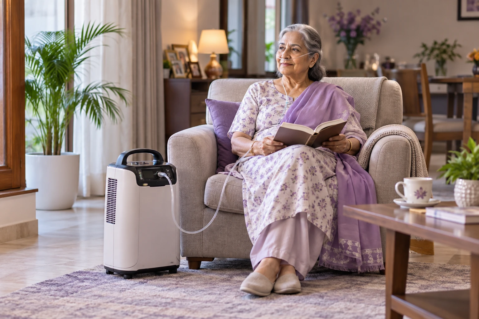 Portable oxygen concentrator for home oxygen therapy