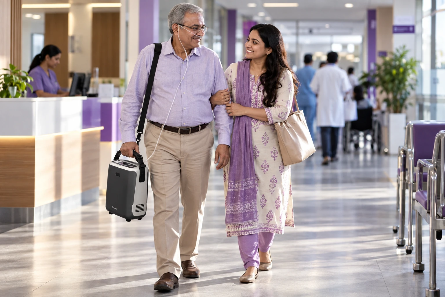 Portable oxygen concentrator for hospital and doctor visits