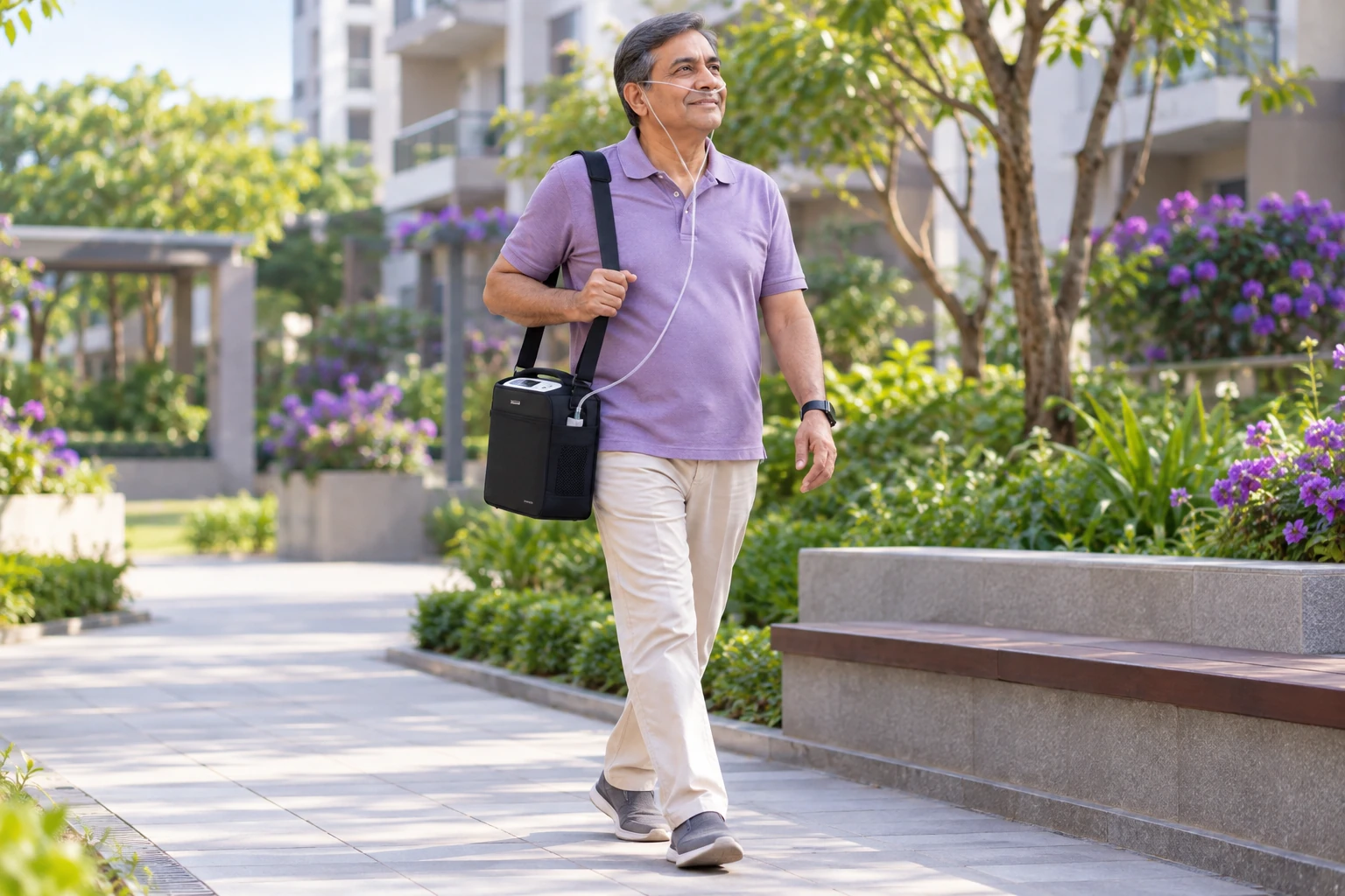 Portable oxygen concentrator for outdoor mobility and travel