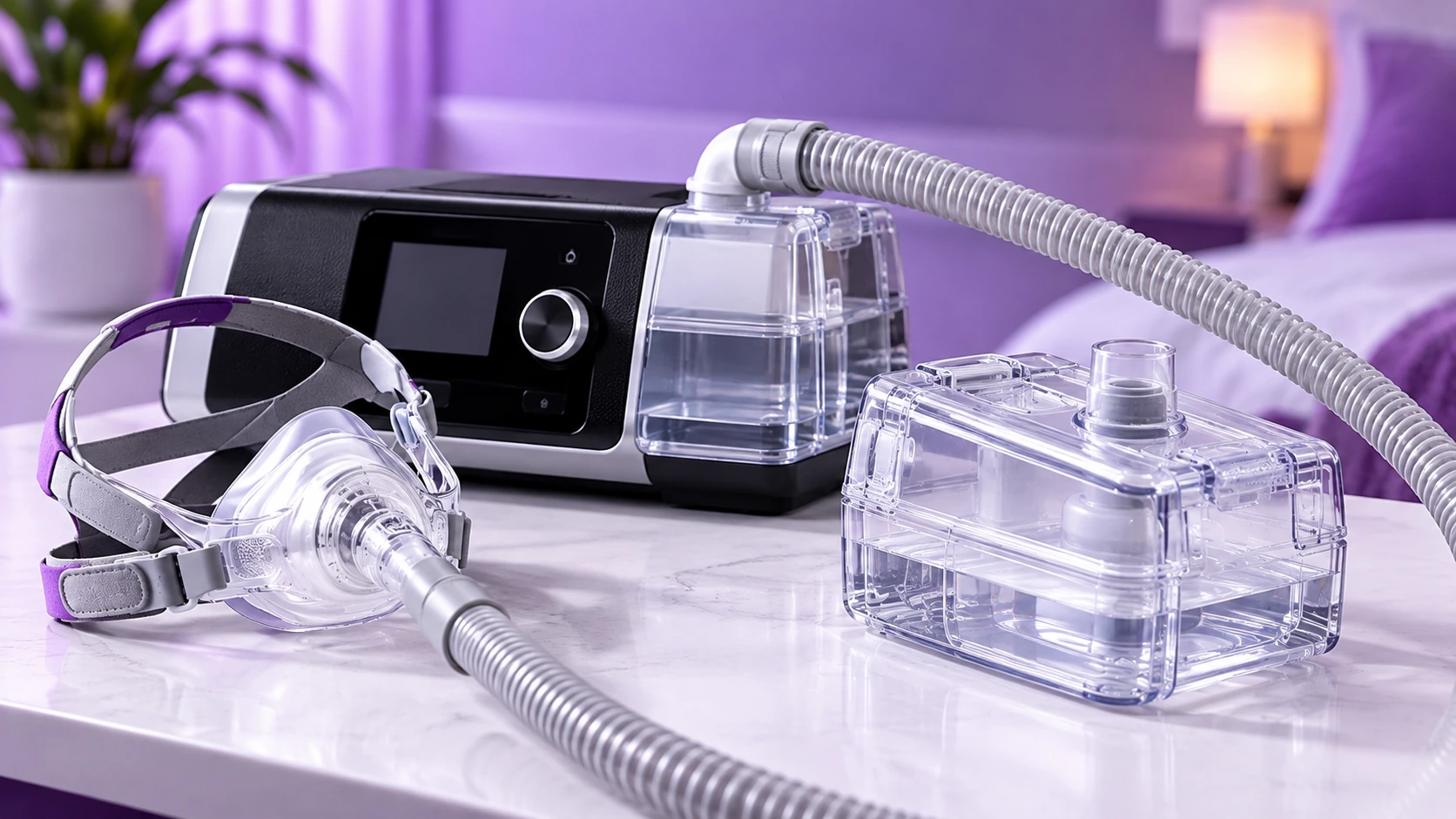 BiPAP humidifier chamber and tubing for respiratory therapy