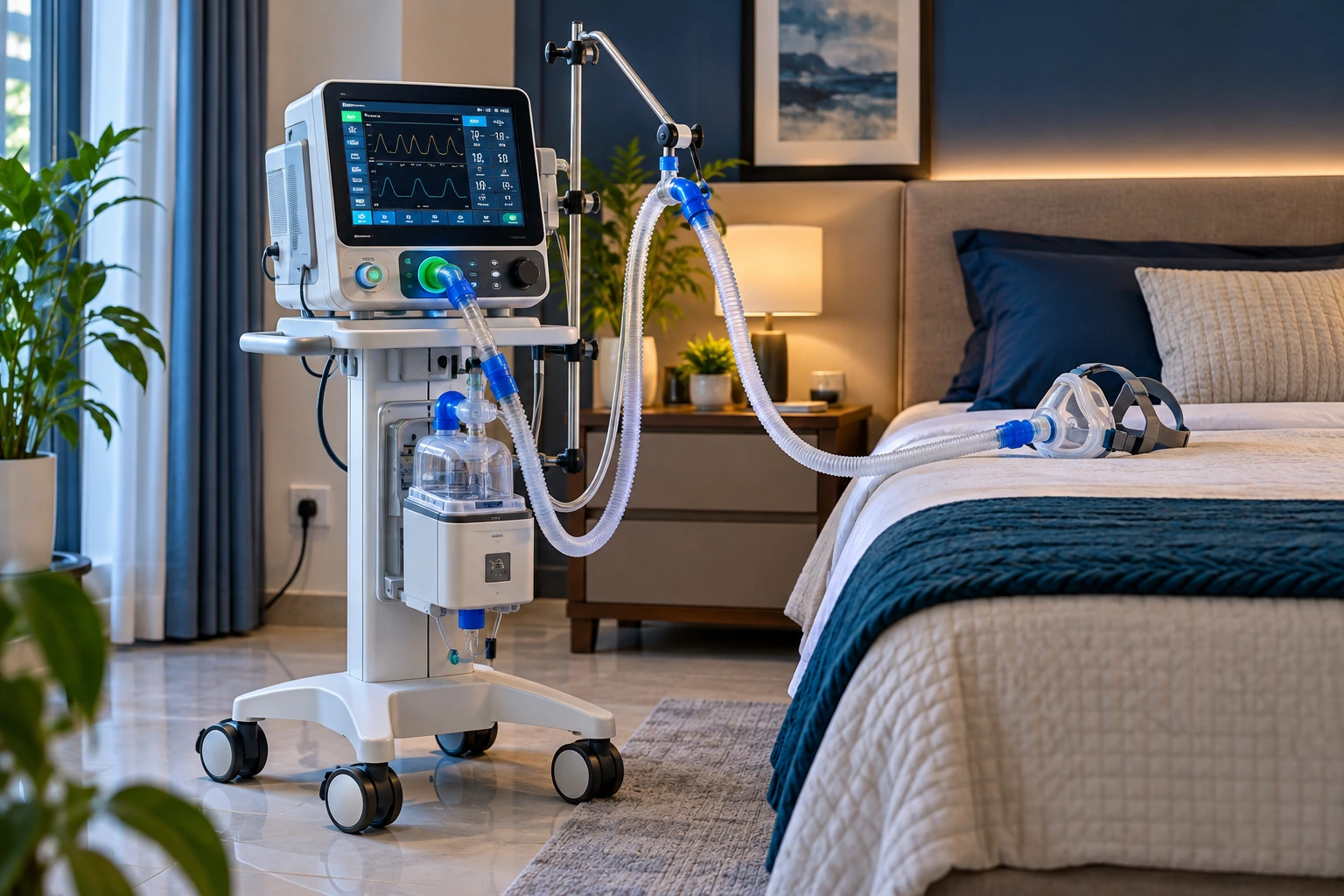 Modern home ventilator care setup
