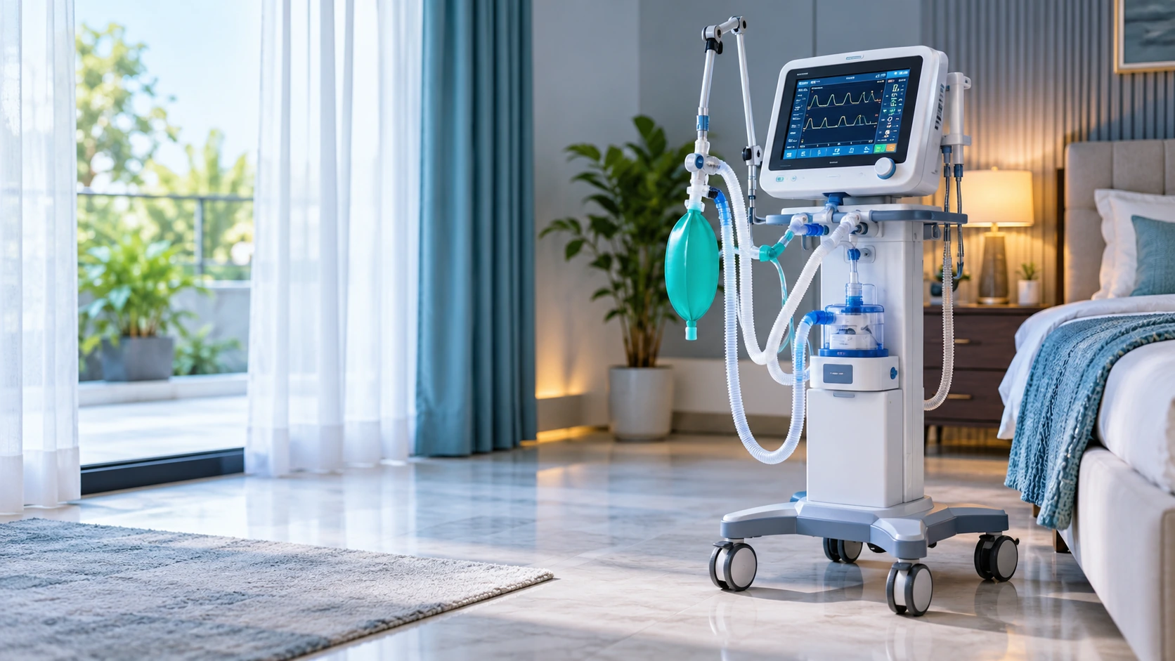 Premium ventilator machine for home respiratory support