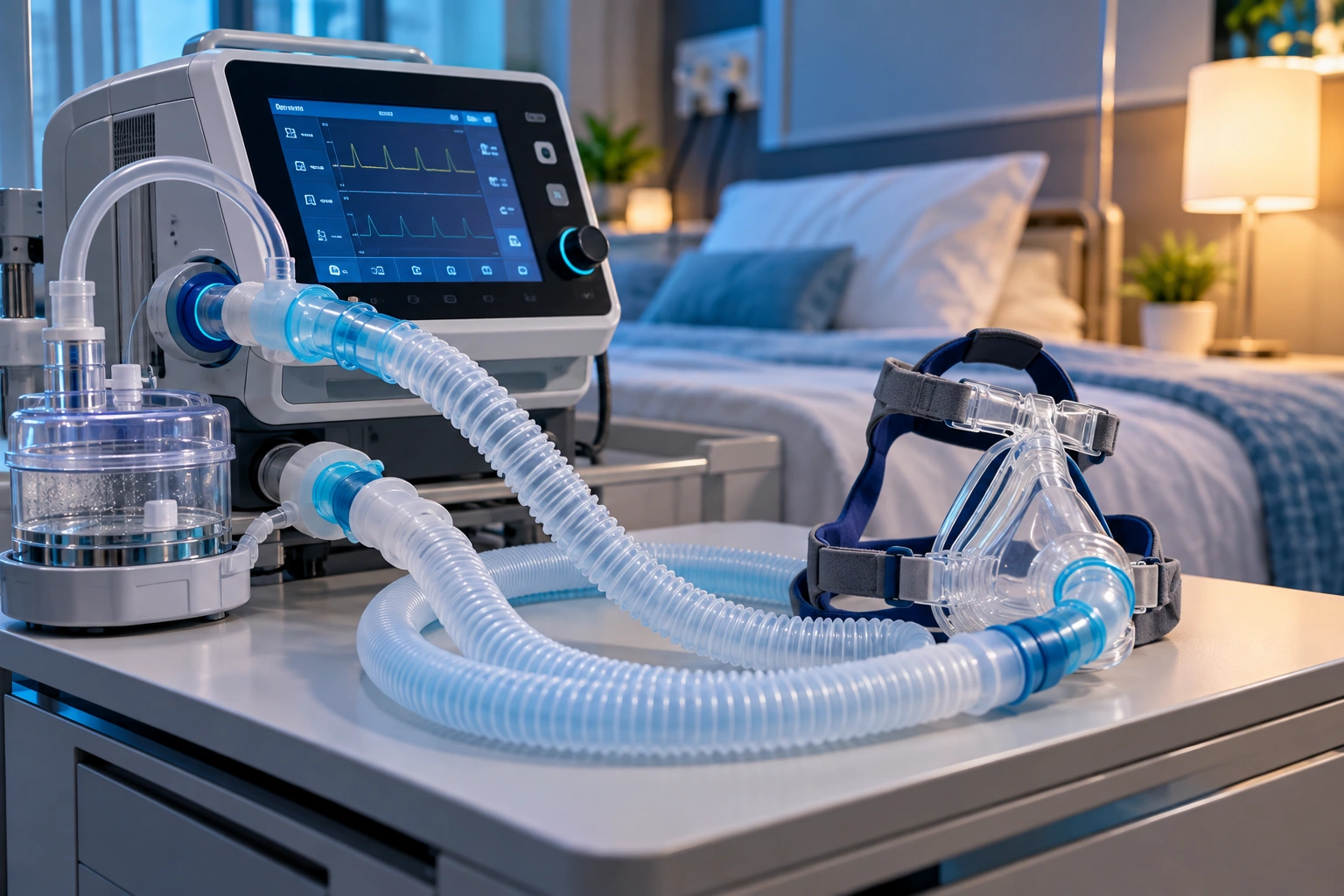 Ventilator tubing setup